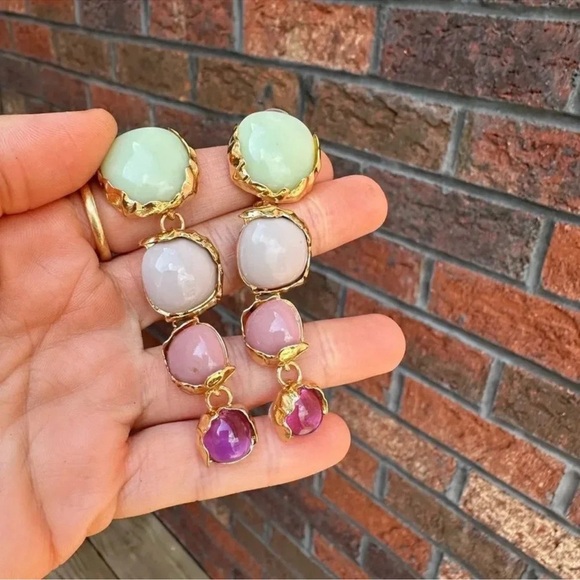 Zara Colorful Stone Drop Earrings - Picture 6 of 8